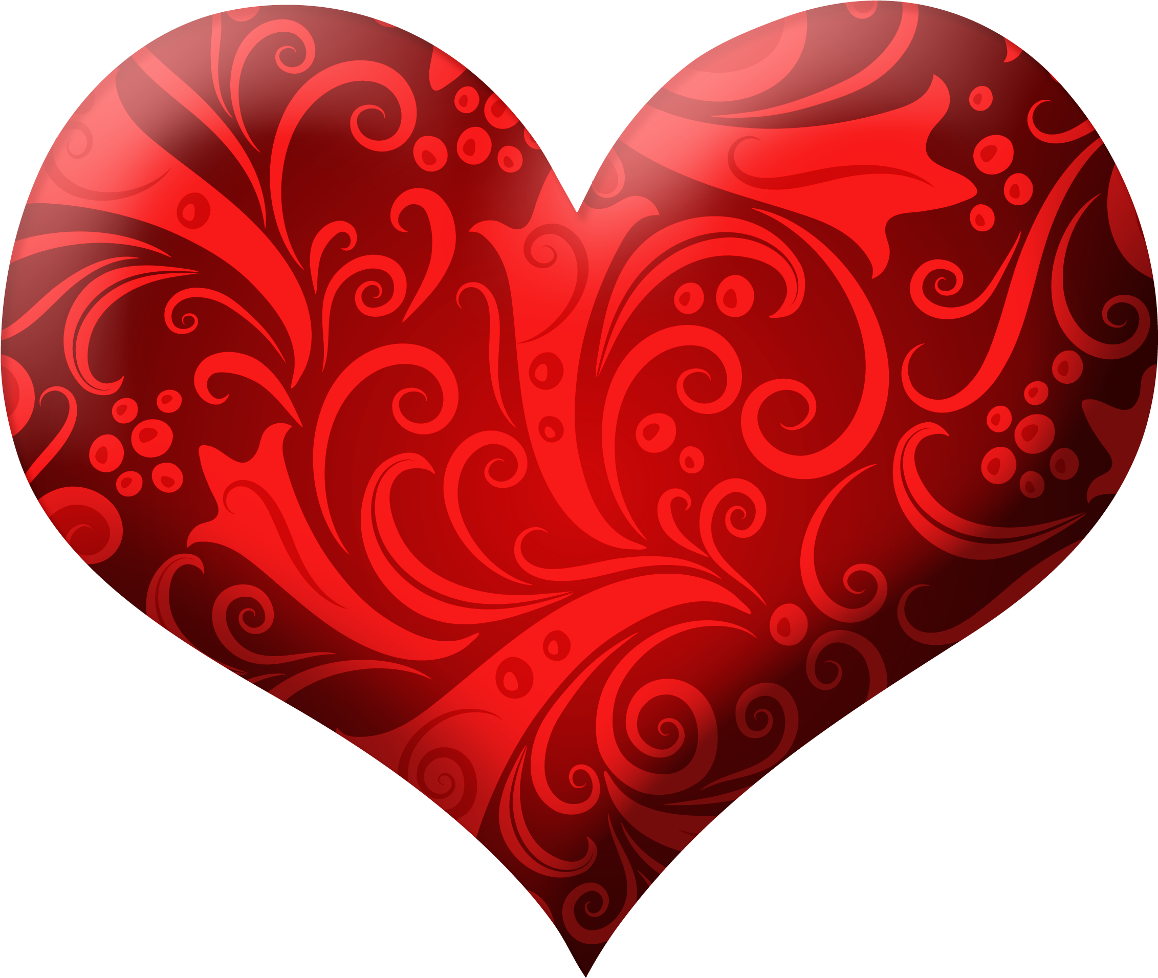Red Heart With Ornaments Png Clipart Picture - Red Heart Png (2500x2055), Png Download