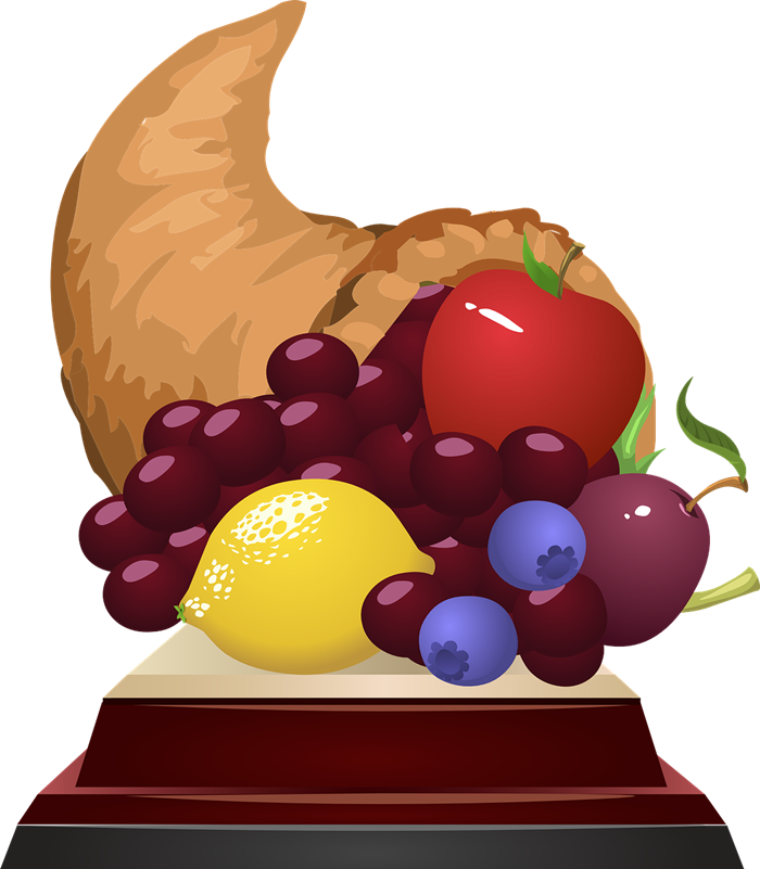 Cornucopia Clipart Horn Plenty - Cuerno De La Abundancia Con Frutas (700x801), Png Download