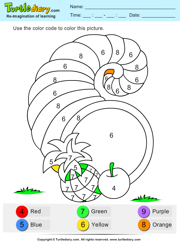 Color By Number Cornucopia (595x800), Png Download