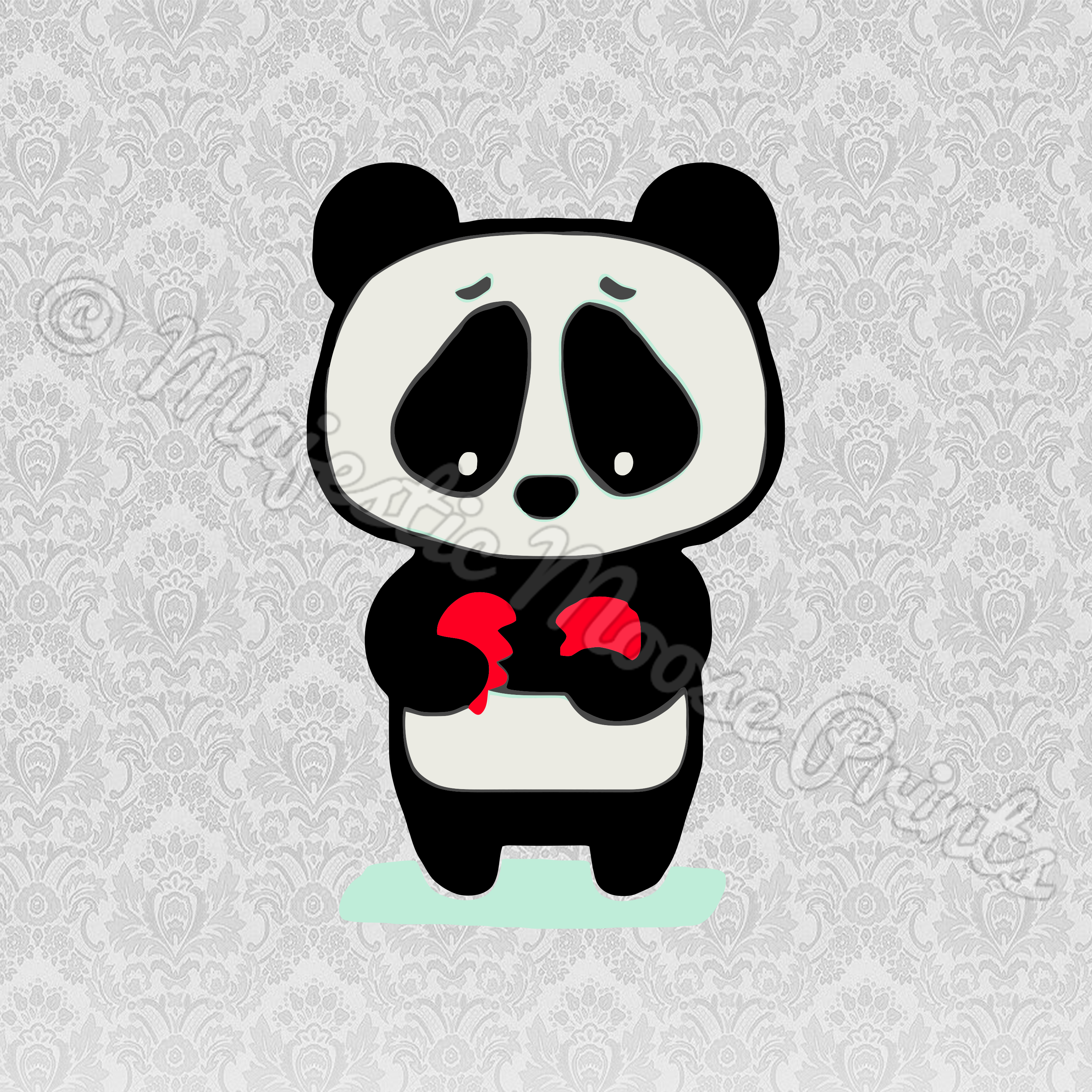 Panda Clipart Svg - Panda Con El Corazon Roto (3000x3000), Png Download