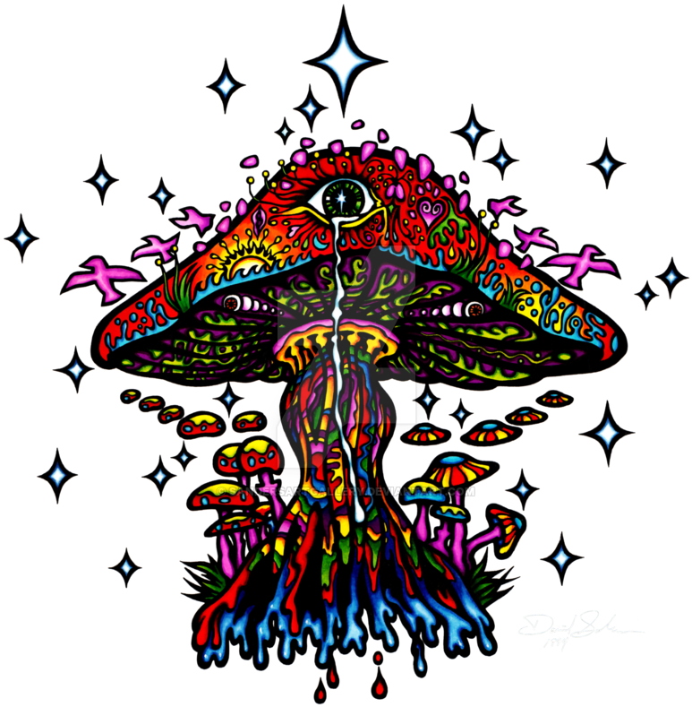 Psychedelic Mushroom By Sandersartgallery On Deviantart - Psychedelic Png (800x806), Png Download