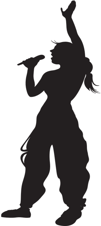Silhouette Of A Karaoke Singer - Silhouette Of Girl Singing (320x640), Png Download