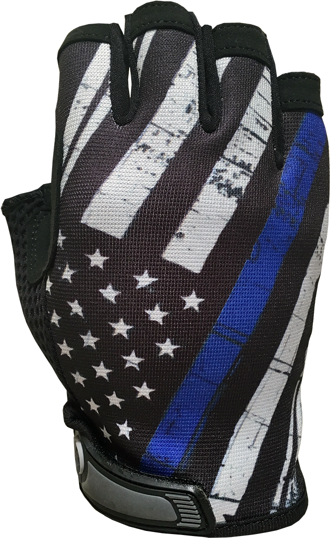 Blue Line 1/2 Finger Flag - Thin Blue Line Gloves (400x584), Png Download