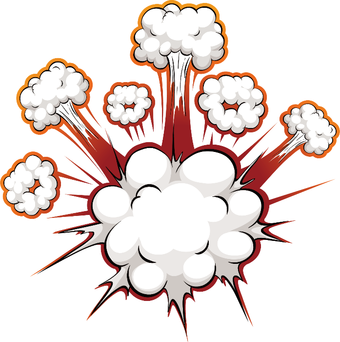 Bomb Blast Cartoon Effect White Explosion Red Ftestick - Bomb Explosion Cartoon Png (697x700), Png Download