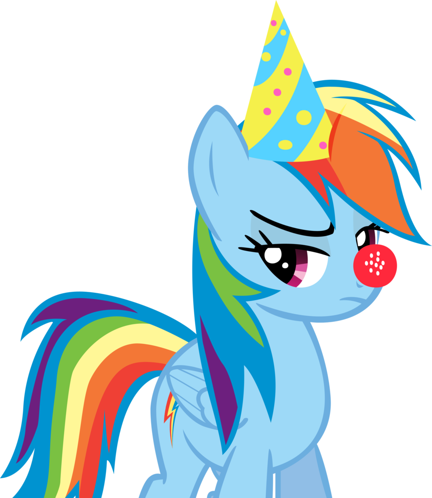 Chromadancer, Clown Nose, Hat, Party Hat, Rainbow Dash, - Rainbow Dash With A Party Hat (889x1024), Png Download