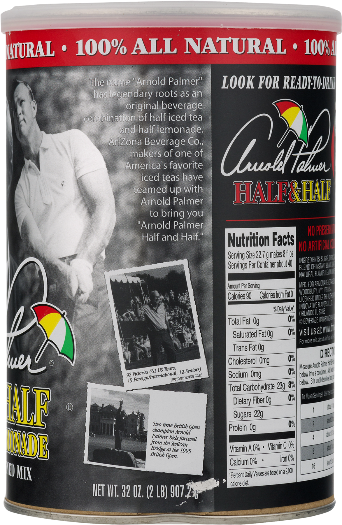 Arizona Drink Mix, Arnold Palmer Iced Tea Lemonade, - Arizona Arnold Palmer Iced Tea (1800x1800), Png Download