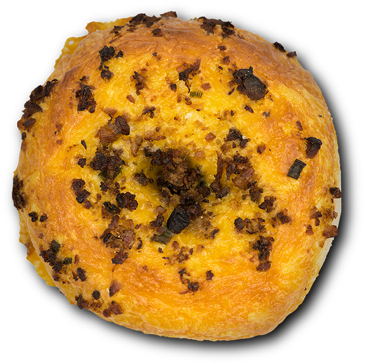 Bagel Bacon Cheddar Chive - Bacon (800x747), Png Download