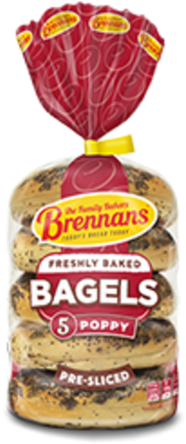 Brennans Poppy Bagels - Brennans Bread (800x800), Png Download