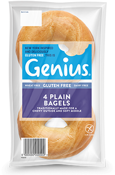 Plain Bagels 4 Pack - Genius Gluten Free White Rolls (782x359), Png Download