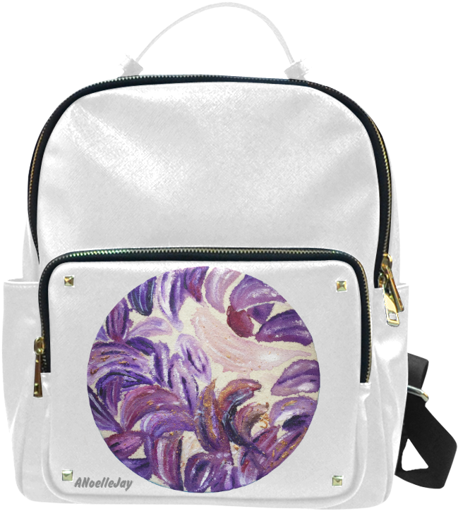 Purple Leaves With Gold Flakes Campus Backpack/small - Purple Leaves With Gold Flakes Backpack By Anoellejay (1000x1000), Png Download
