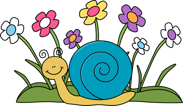 Snail And Flowers - Spring Clip Art (600x348), Png Download