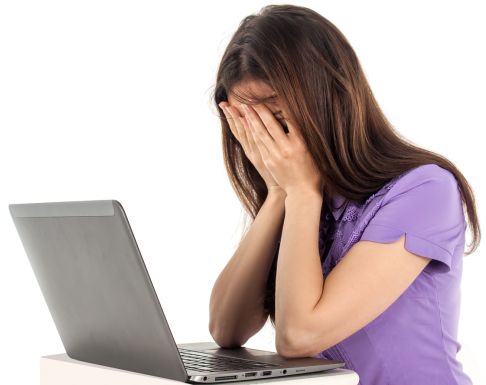 Download Sad Girl With Laptop Png Image - Sad Girl On Laptop (500x394), Png Download