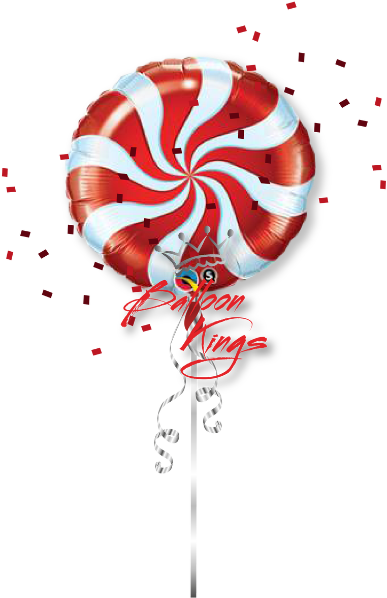 Candy Swirl Red - Red And White Mylar Balloons (1063x1280), Png Download