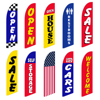 Bowflag® Stock Design Sale Flag Banner - Neoplex Now Open Swooper Flag And Flagpole Set (385x385), Png Download