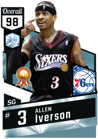 98 Allen Iverson - Nba 2k18 Player Cards (325x475), Png Download