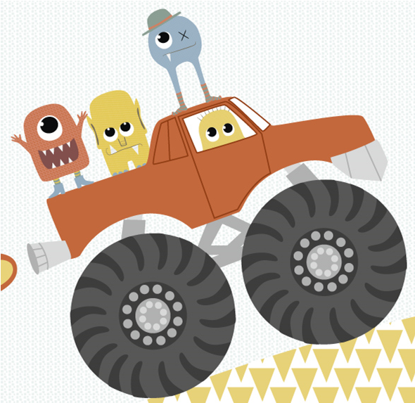 Monster Behang Ploe En De Monstermakkers Mural - Posterbehang Monsters In Monstertruck (1000x1000), Png Download