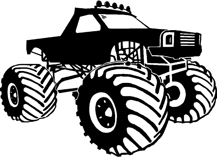 Clip Art Royalty Free Library Collection Of Black And - Black And White Monster Truck (690x500), Png Download