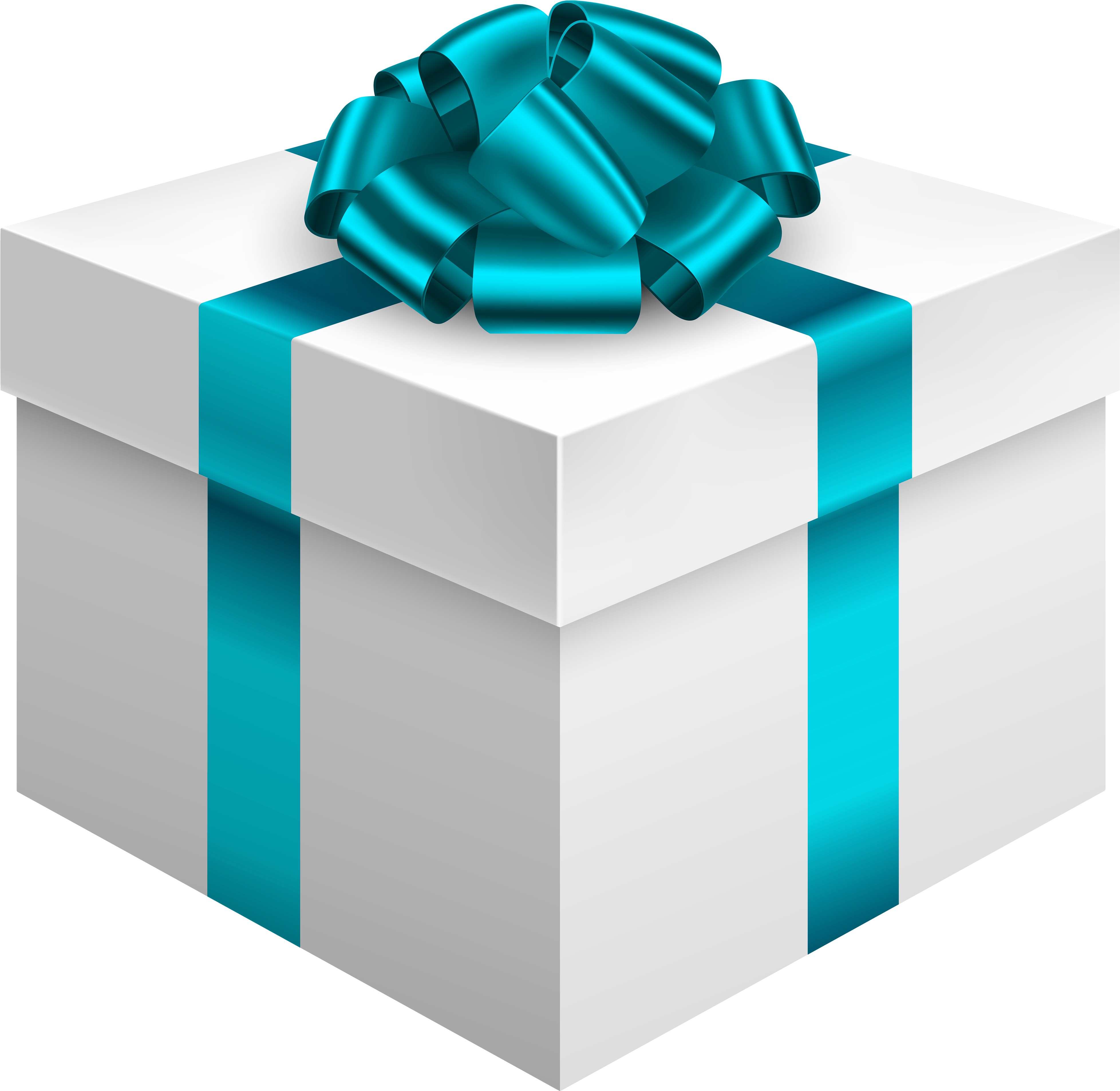 White Gift Box With Blue Bow Png Clipart - Gift Box Red Bow Transparent (4000x3895), Png Download