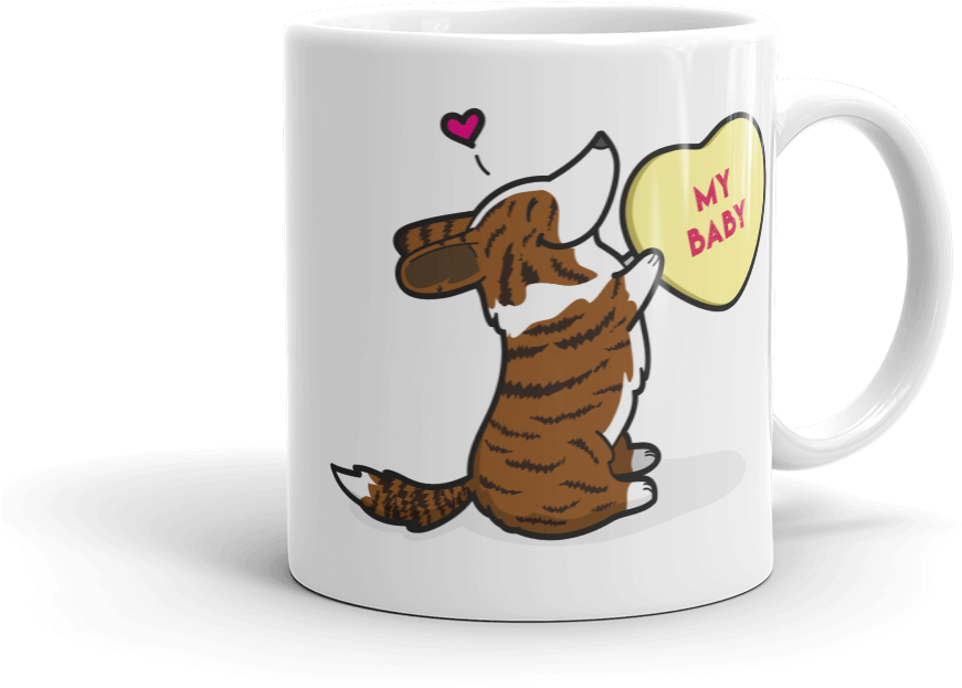Cardigan Corgi Candy Heart Mug - Coffee Cup (1000x1000), Png Download
