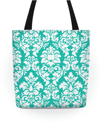 Mint Damask Tote - Azul Turquesa Y Marron (484x484), Png Download