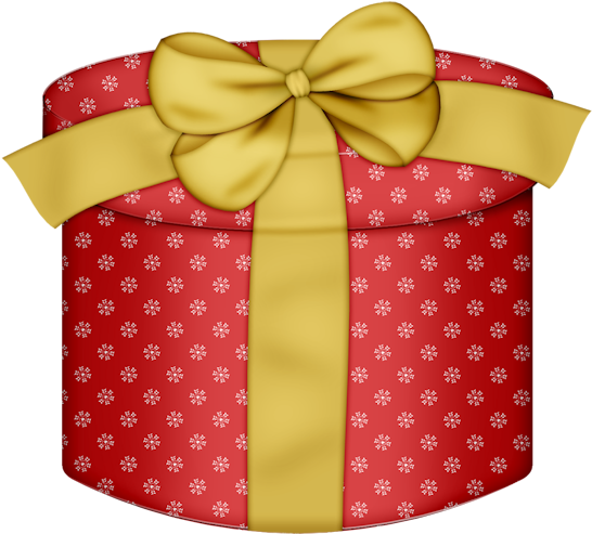 Red Round Gift Box With Yellow Bow Png Clipart - Happy Birthday Gift Gif (585x532), Png Download