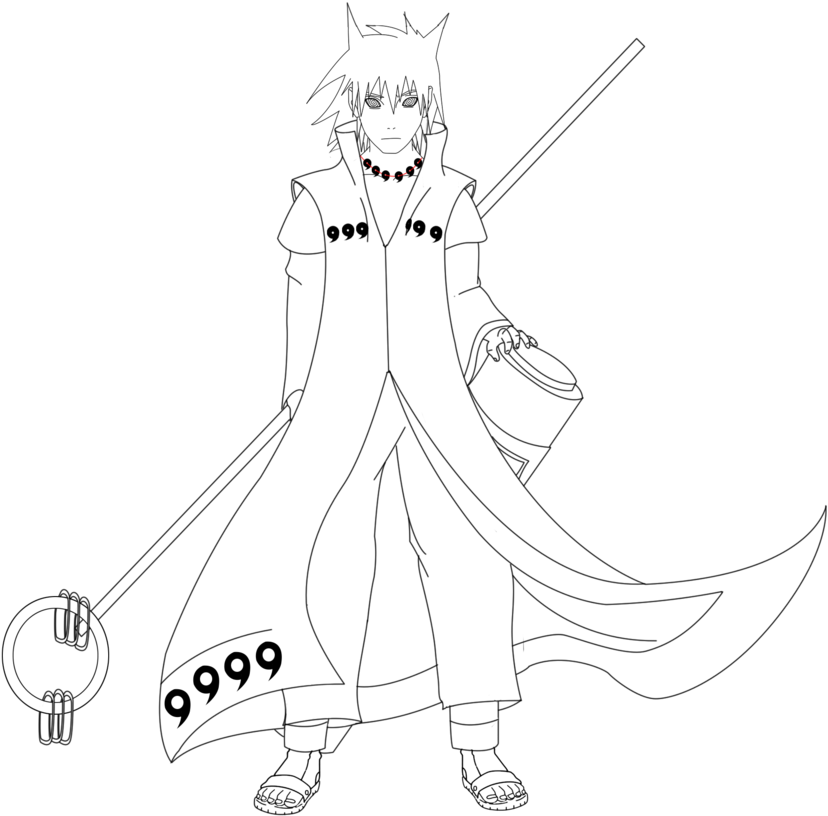 28 Collection Of Drawing Obito Rikudo - Line Art (894x894), Png Download