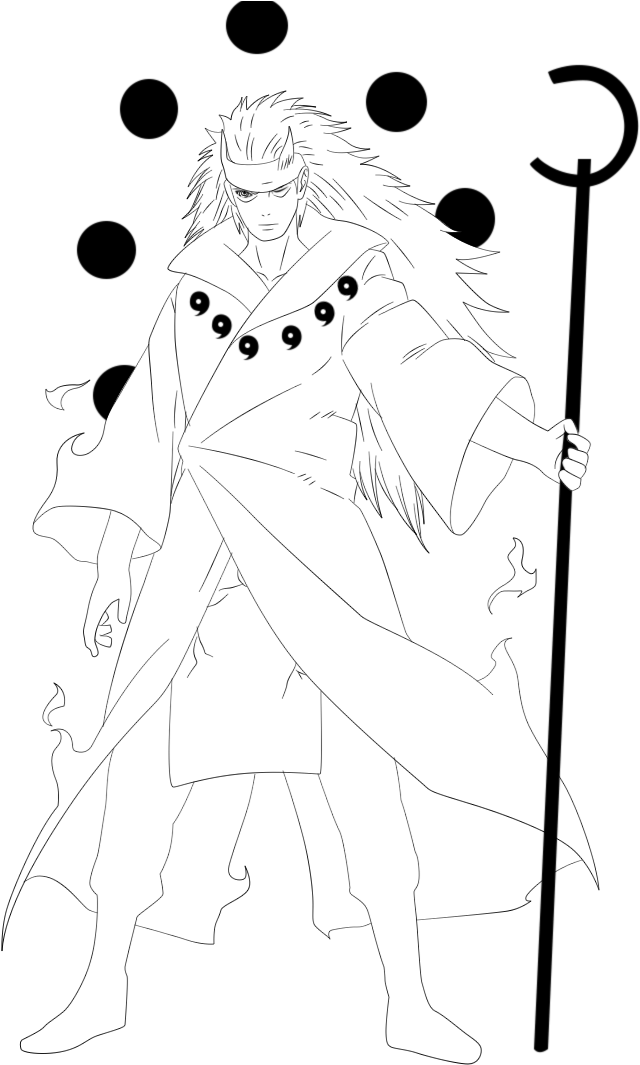 Banner Royalty Free Library Six Path Uchiha Lineart - Madara Uchiha Six Paths Drawing (696x1091), Png Download