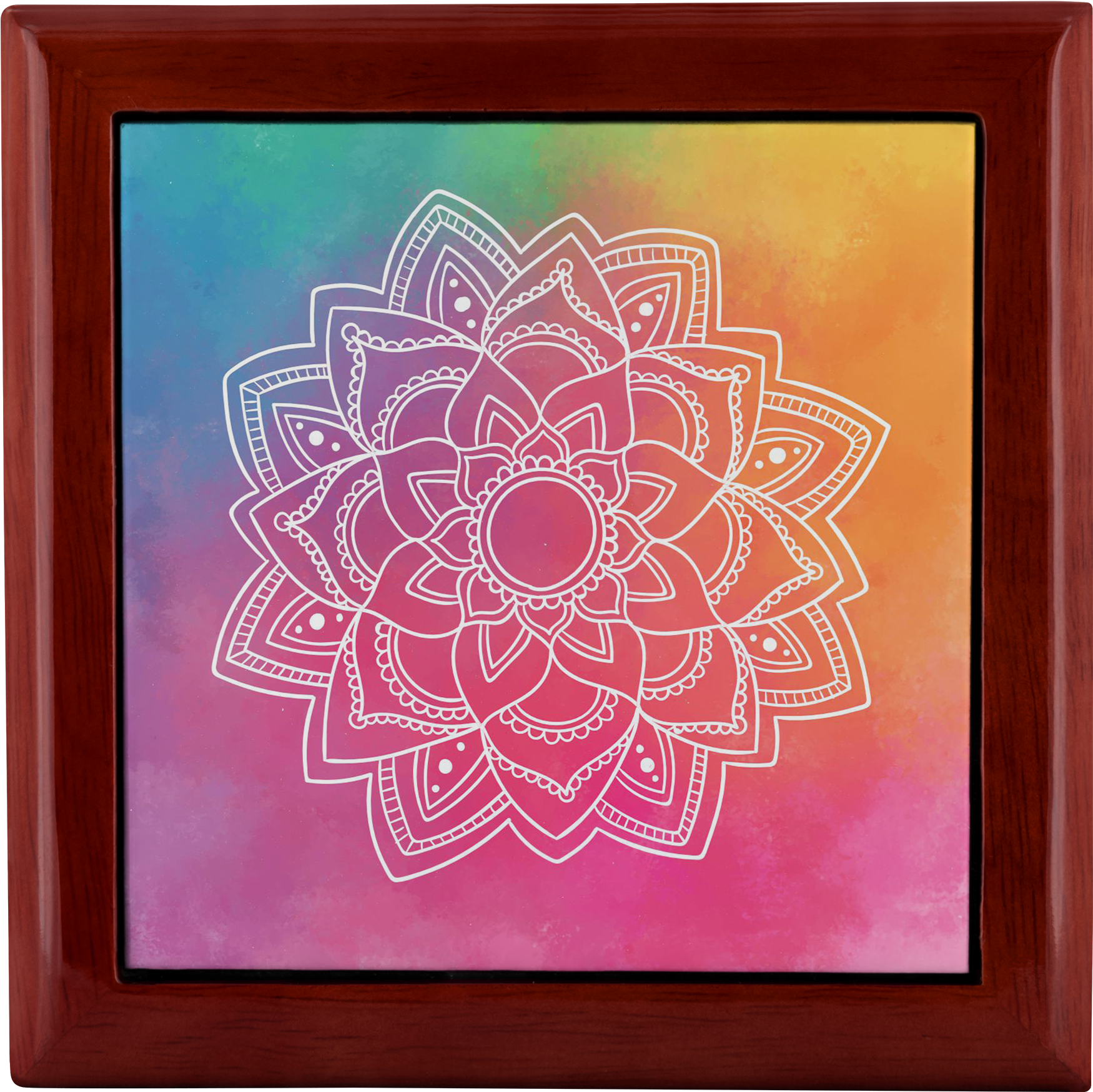 "zen Joy" White Mandala On Joyful Colors Wooden Jewelry - Artdeco Senses Asian Spa Skin Purity Foaming Shower (2000x2000), Png Download