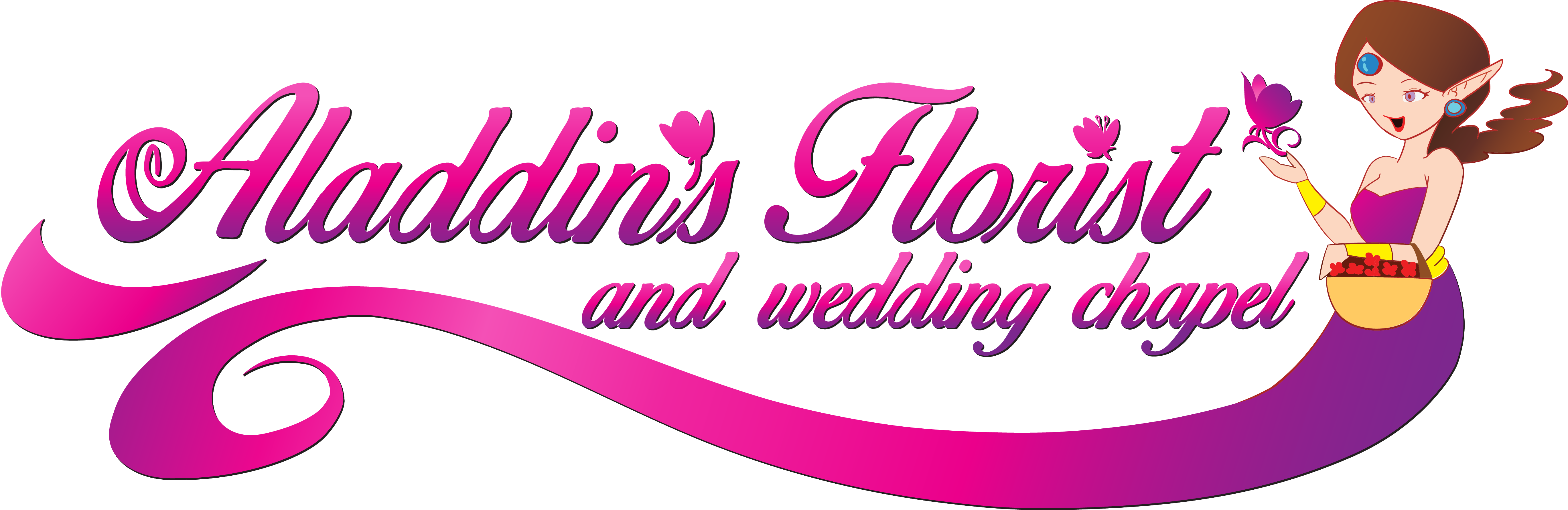 Aladdin's Florist & Wedding Chapel - Aladdin's Florist (5477x1781), Png Download