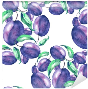 Sprig Plums With Leaves, Hand Drawing, Watercolor - Śliwki Wzory (400x400), Png Download