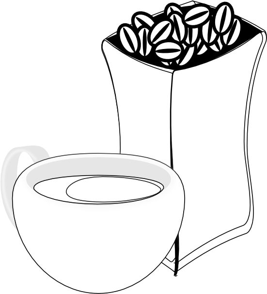 Bean Clipart Coffee Cup - Coffee Art Black White (555x643), Png Download