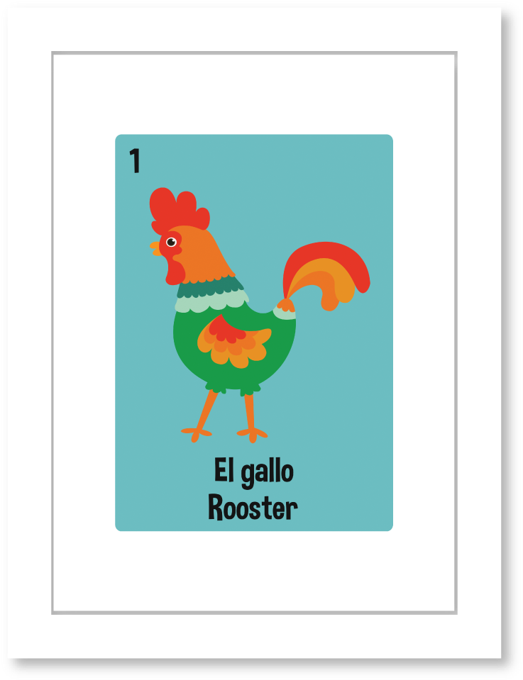 Lil' Rooster Print - Lil' Loteria: A Bilingual Picture Word Bingo Game [book] (1080x1080), Png Download