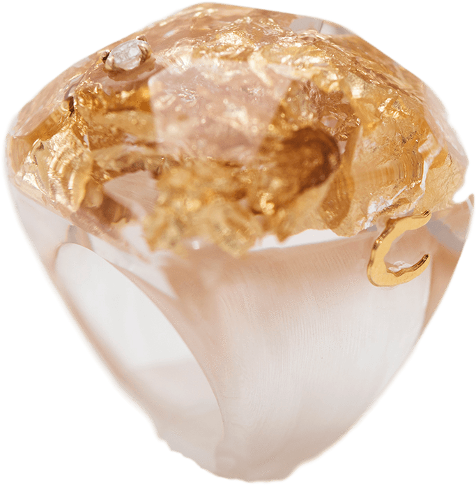 Chic Broadway, Rings - Chic Broadway - Handmade Resin Ring With Gold Leaves (1200x1200), Png Download