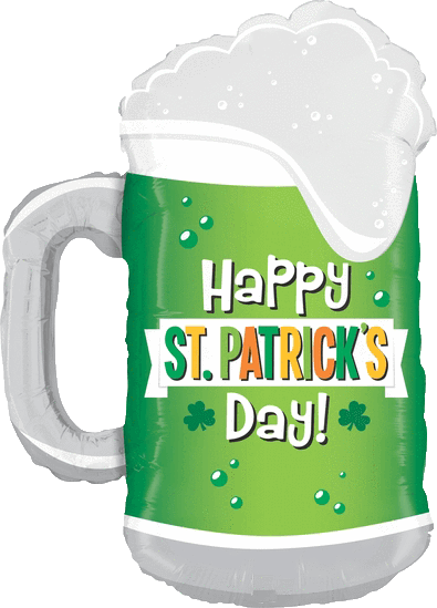 St. Patrick's Day Balloons (st Pat's Green Beer Mug (395x549), Png Download