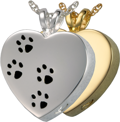 Paw Prints On My Heart Pet Jewelry Shown In Silver - Cremation Jewellery Ashes Urn Cat Pendant Keepsake (500x500), Png Download