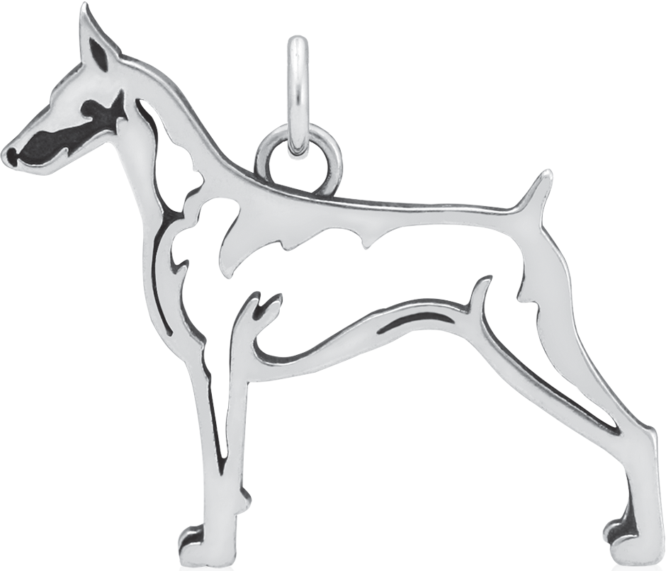 Doberman Picsher - Sterling Silver Doberman Pinscher Pendant, Body (940x806), Png Download