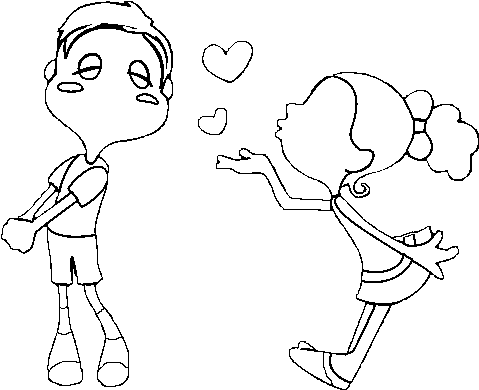 Dibujo De Lanzar Un Beso Para Colorear - Dibujo Tirando Un Beso (600x460), Png Download