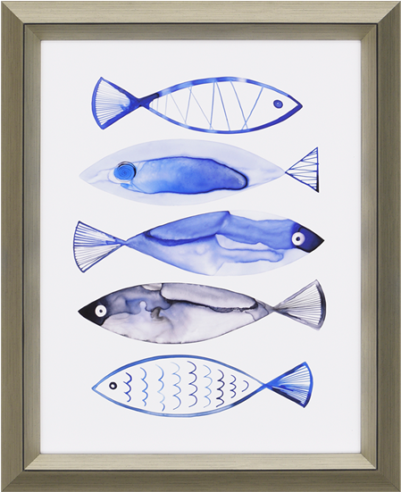 Retro Watercolour Fish - Margaret Berg Canvas Prints - Retro Watercolour Fish (550x550), Png Download