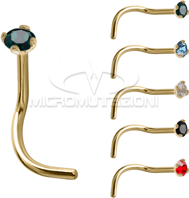 18k Gold Prong Set Jewelled Nose Stud Nose Studs & - Prong Setting (750x750), Png Download