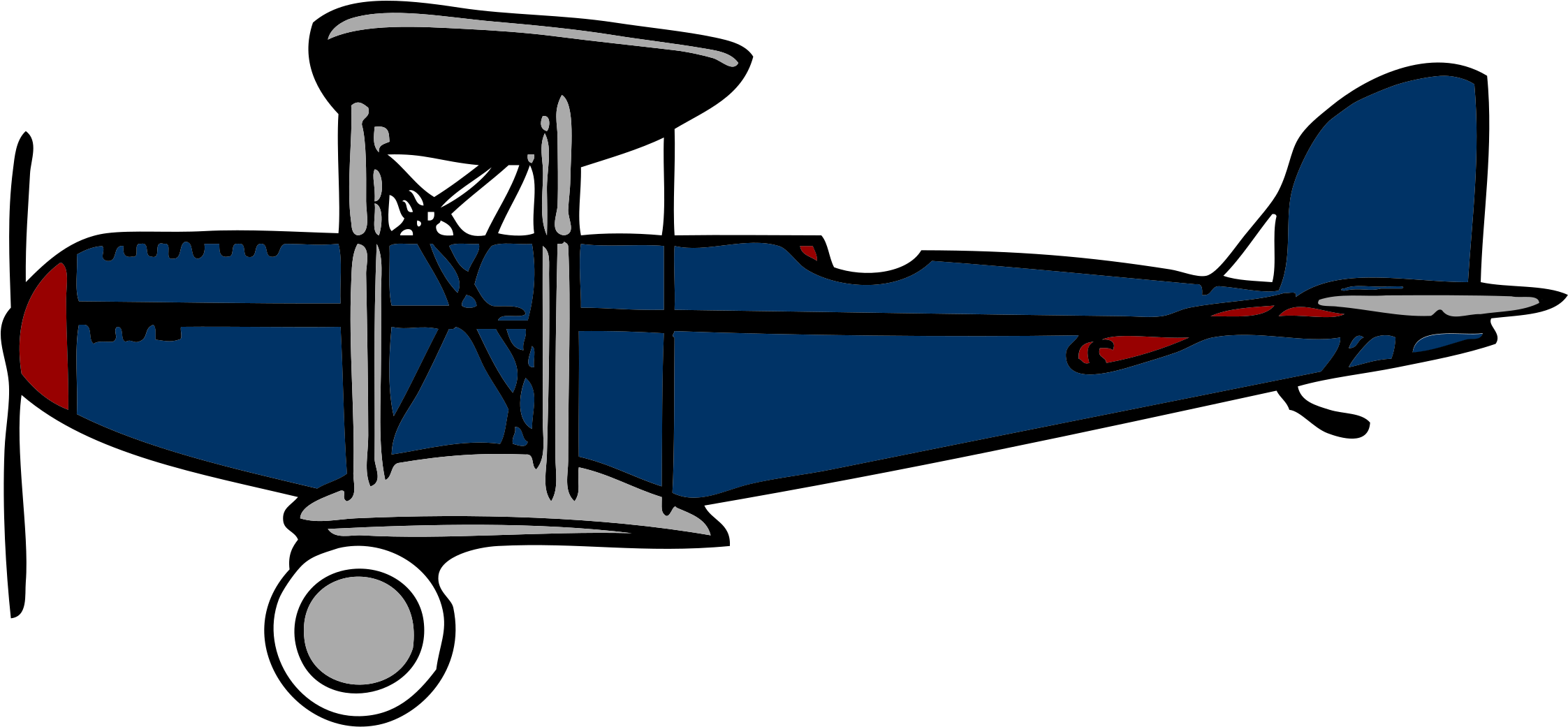 This Free Icons Png Design Of Blue Biplane With Red (2400x1112), Png Download