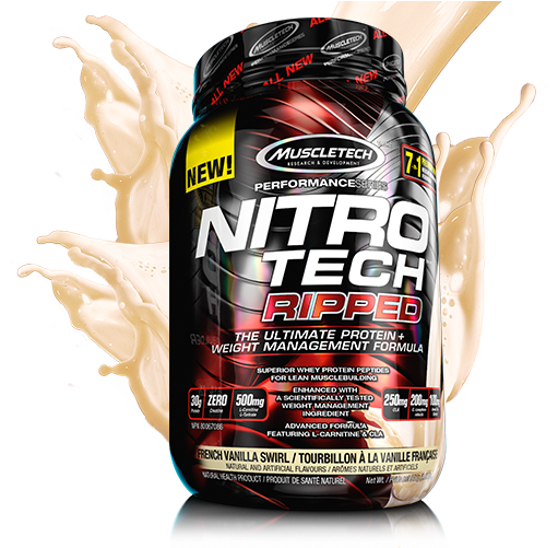 Protein - Muscletech Nitro Tech Ripped - Chocolate Fudge Brownie (600x500), Png Download