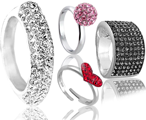 Wholesale Silver Crystal Rings 925 Sterling Jewelry - Silver Jewellery Png (600x495), Png Download