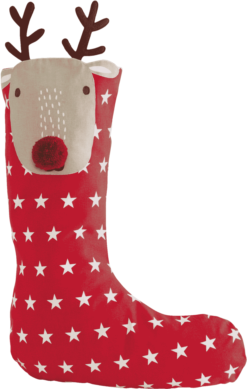 Child's Christmas Stocking, Reindeer - Personalised Christmas Stocking - Jolly Reindeer (1440x1440), Png Download
