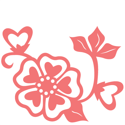 Heart Flower Scrapbook Cut File Cute Clipart Files - Cute Flower Silhouette Free (432x432), Png Download