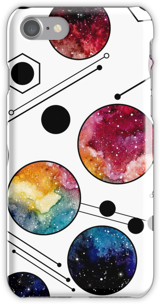 Watercolor Colorful Galaxy In Circles Iphone 7 Snap - Redbubble Watercolor Colorful Galaxy In Circles Tasche (750x1000), Png Download