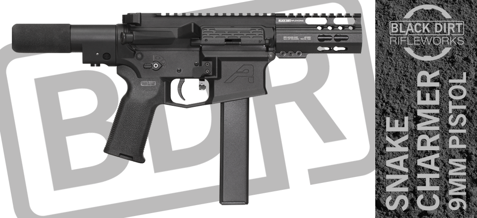 Snake Charmer Micro Ar15 9mm Pistol - Black Dirt Rifleworks Ar15 9mm (966x441), Png Download