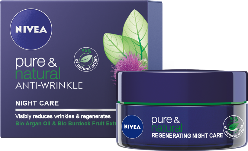 Nivea Pure & Natural Anti Wrinkle - Nivea Visage Pure & Natural Anti-wrinkle Night (1010x1180), Png Download