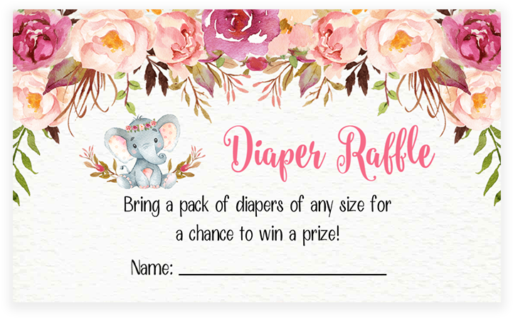 Elephant Diaper Raffle Tickets Floral Boho - Make Baby A Headband (819x1024), Png Download