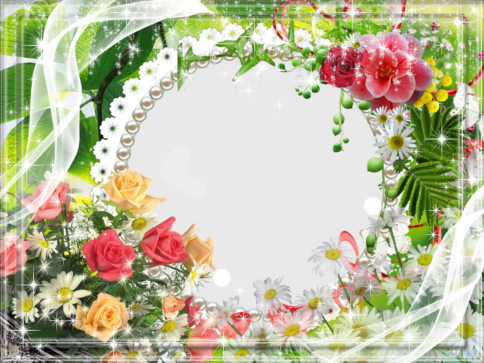 Flower Layout Transparent Frame Clipart Decorative - Transparent Floral Flower Border Frame Png (900x675), Png Download