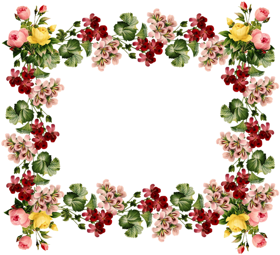 Vintage Frames And Borders - Vintage Floral Border Design (1000x1012), Png Download